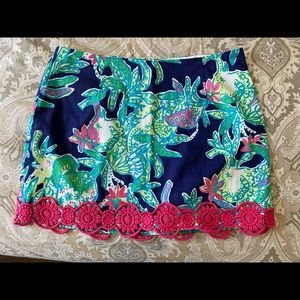 Lilly Pulitzer elephant print skirt with lace